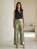 Floral Motif Silk Top & Shimmer Pant Co-ord Set