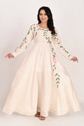 Ivory Bloom Silk Maxi Dress