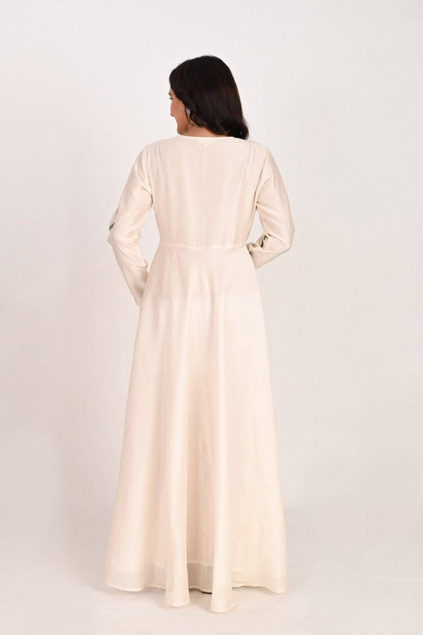 Ivory Bloom Silk Maxi Dress
