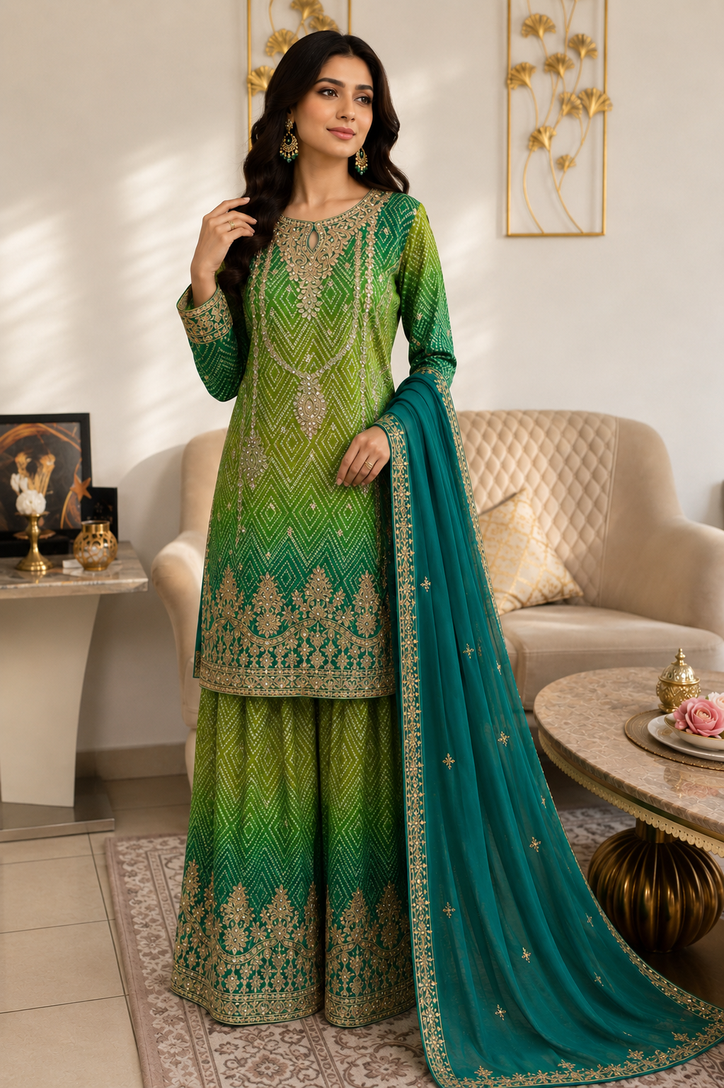 Zari Kurta Palazzo Set