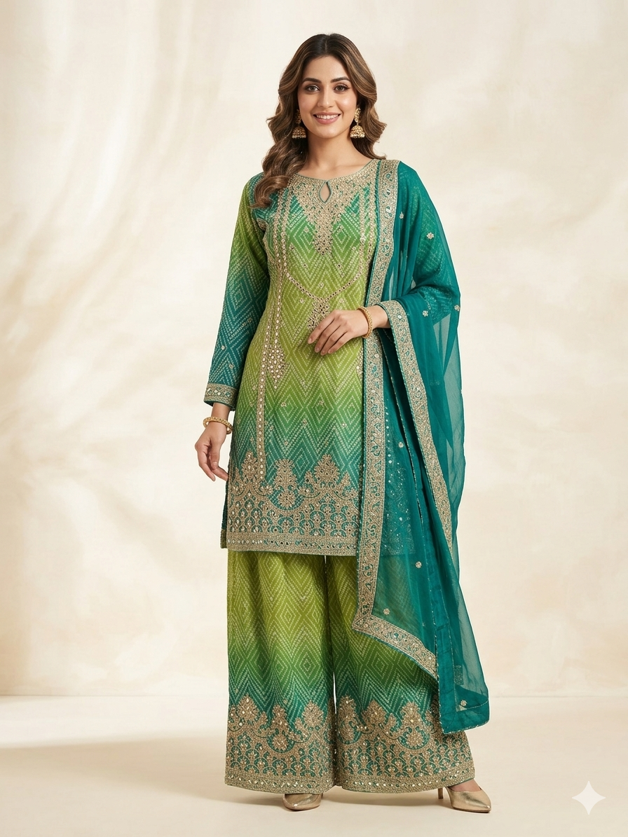 Zari Kurta Palazzo Set