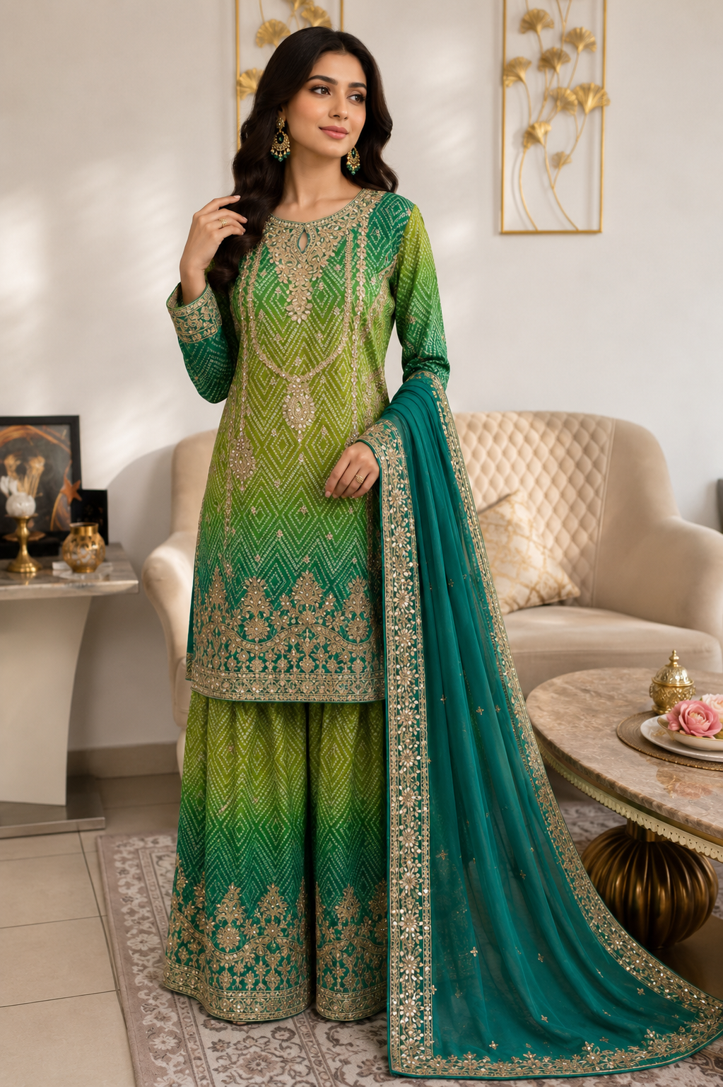 Zari Kurta Palazzo Set