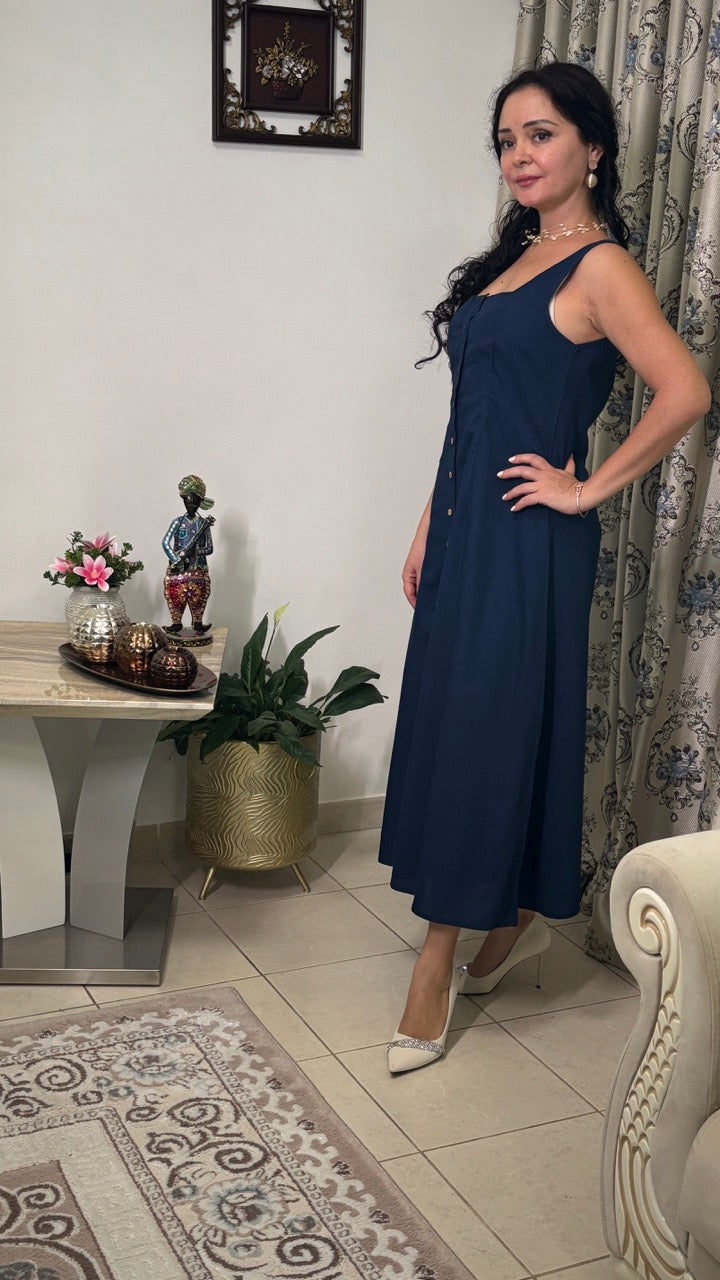 Strappy Buttoned Midi dress