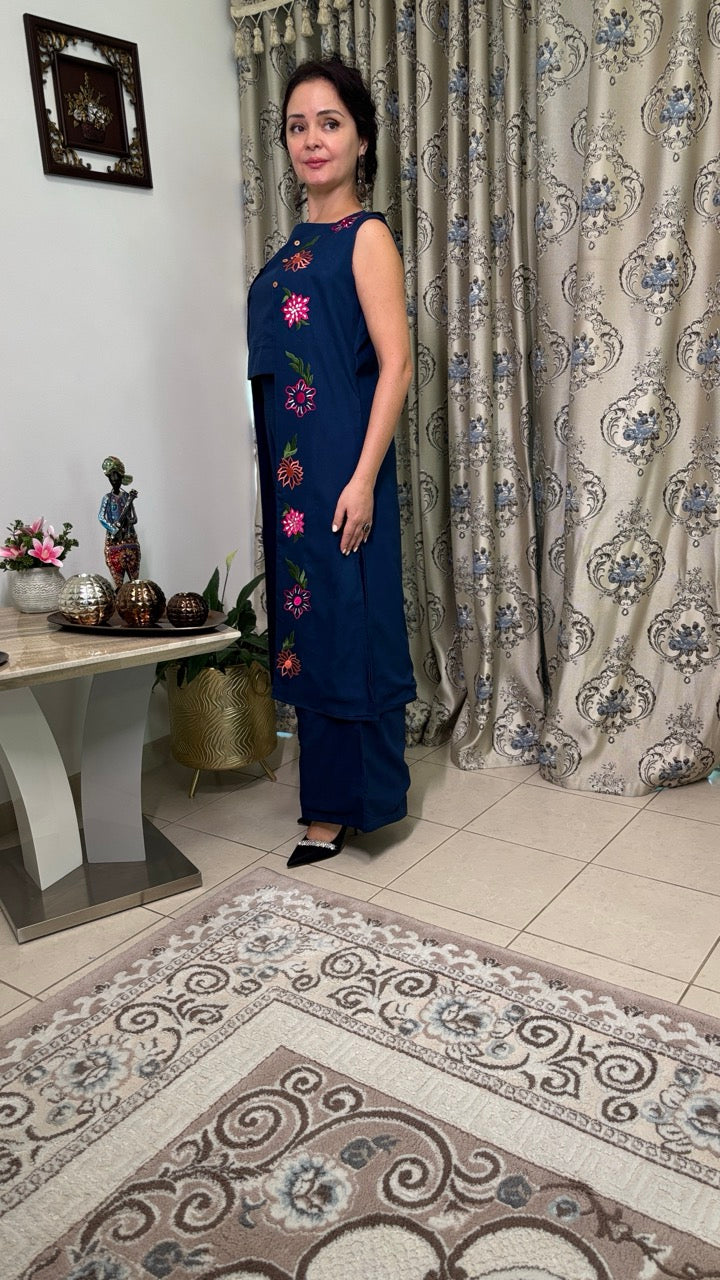 Linen Bloom Embroidered Cape