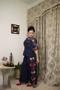 Signature Embroidered Wide leg Pants