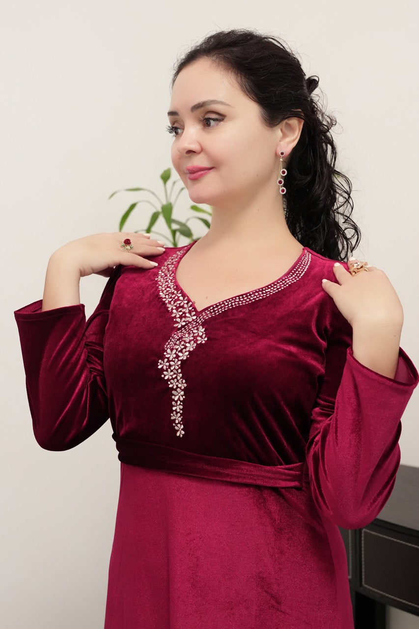 Velvet Charm Midi Dress