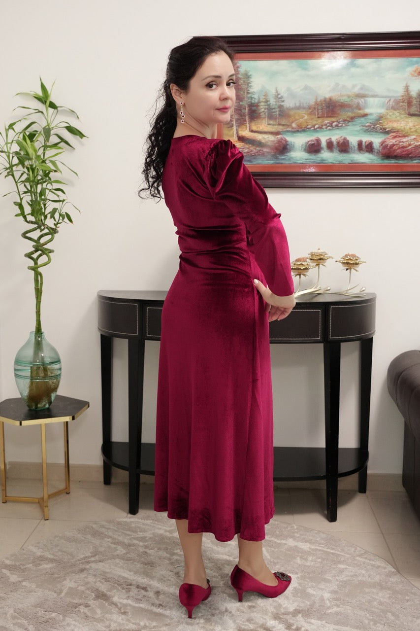 Velvet Charm Midi Dress