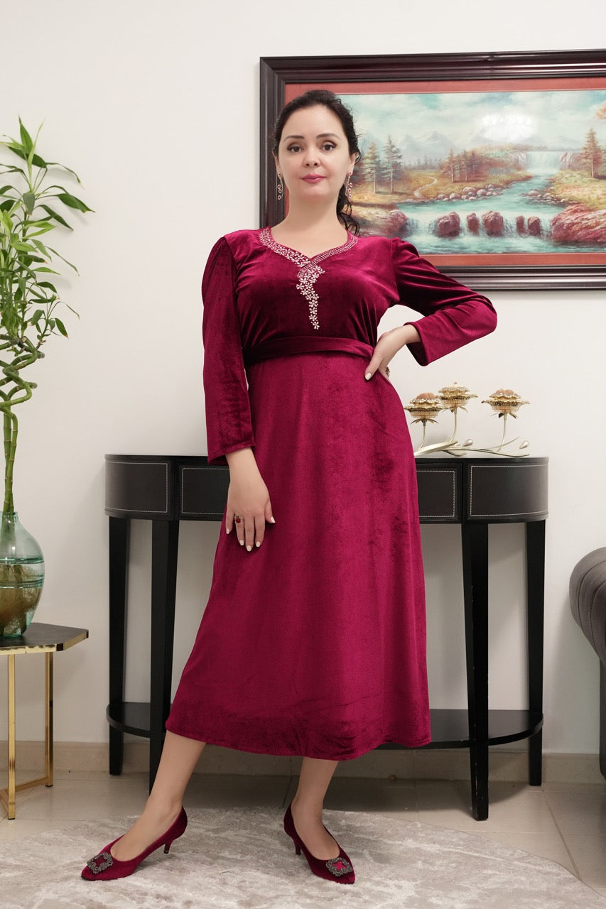 Velvet Charm Midi Dress