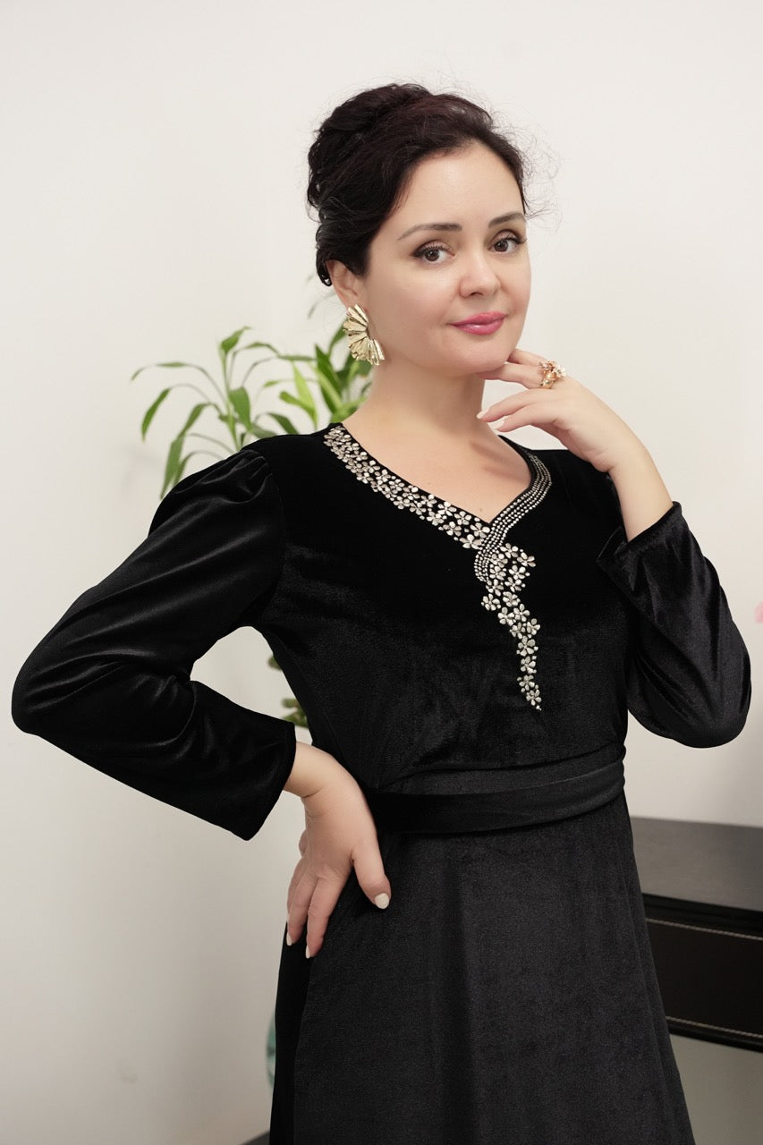 Velvet Charm Midi Dress