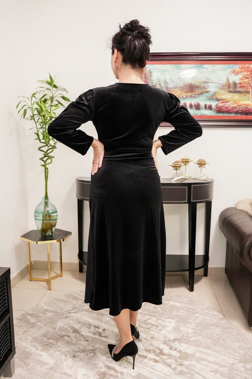 Velvet Charm Midi Dress