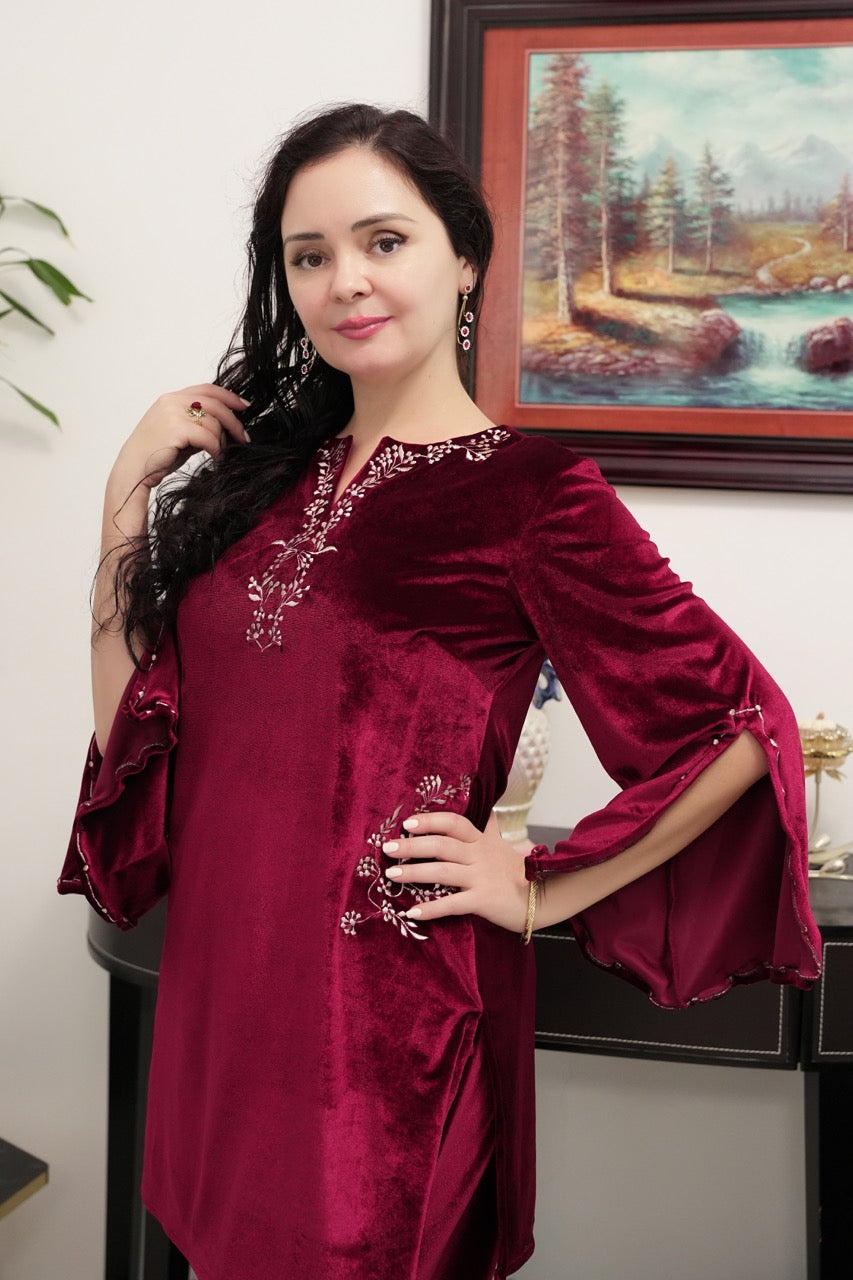 Statement velvet Tulip Pant Kurti set