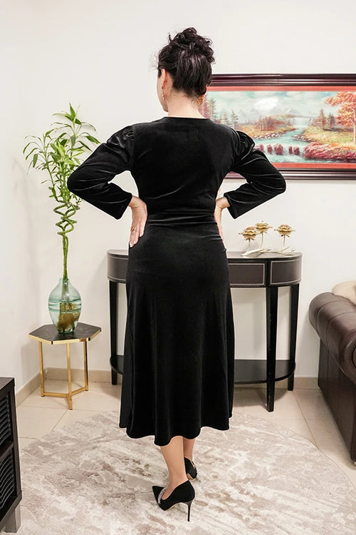 Black A-Line Velvet Dress