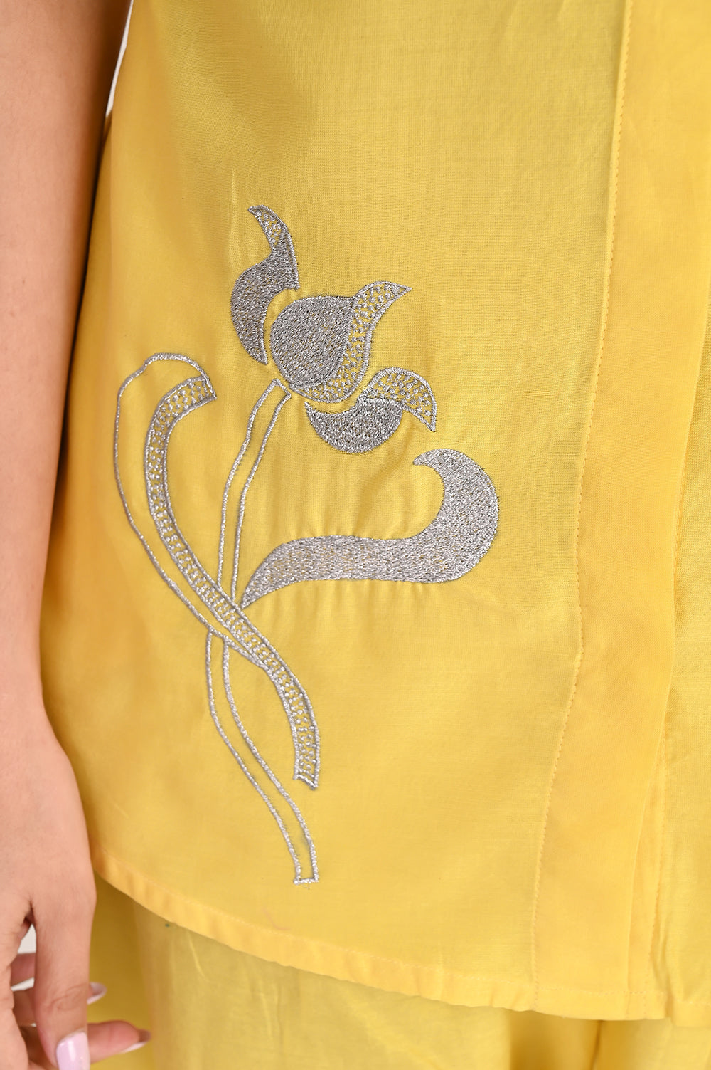 chanderi silk co ord set - lemon yellow